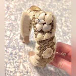 Lele Sadoughi Beige and Cream Shell Embellished Headband